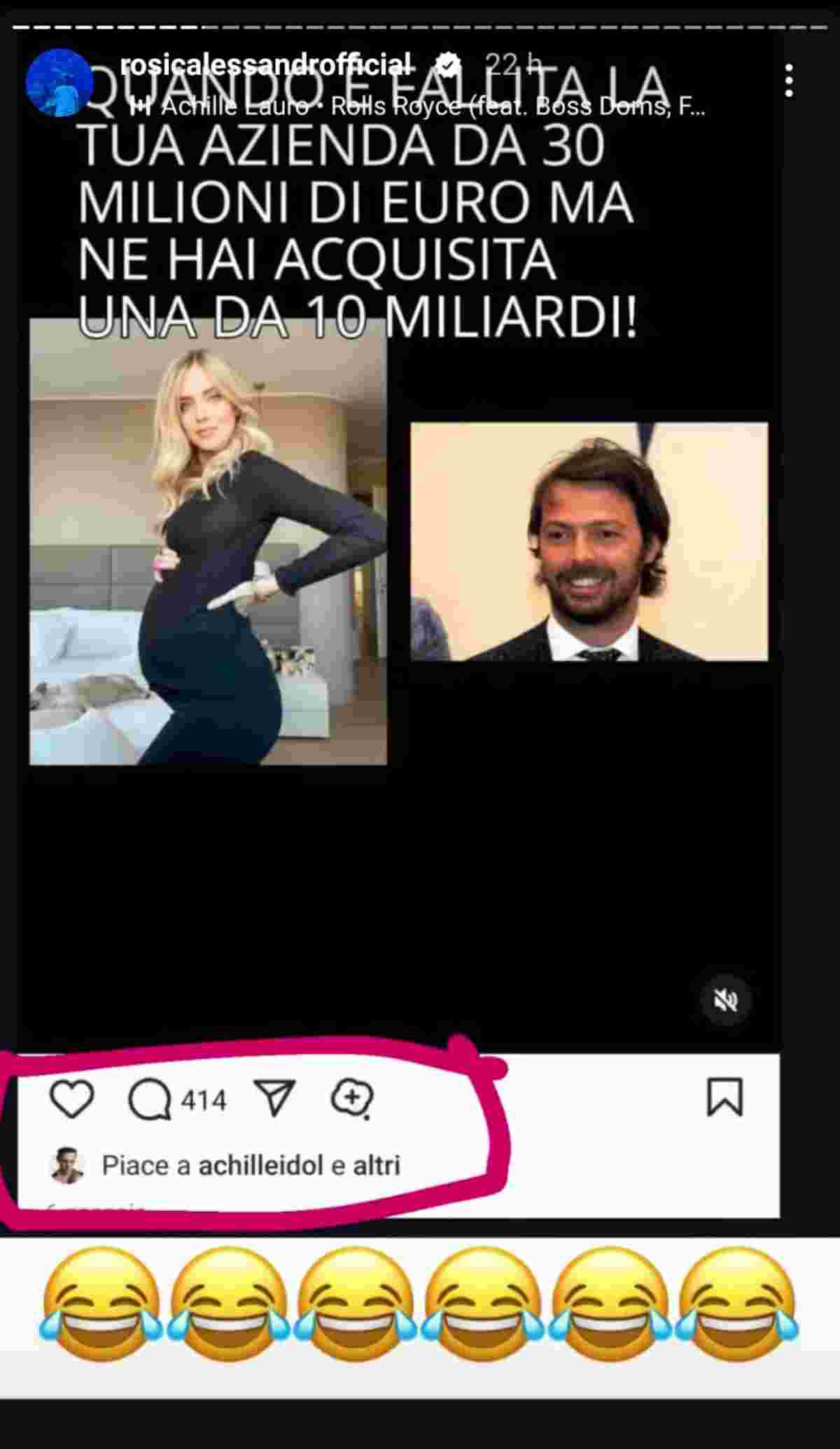 Il like di Lauro su i Ferragnez